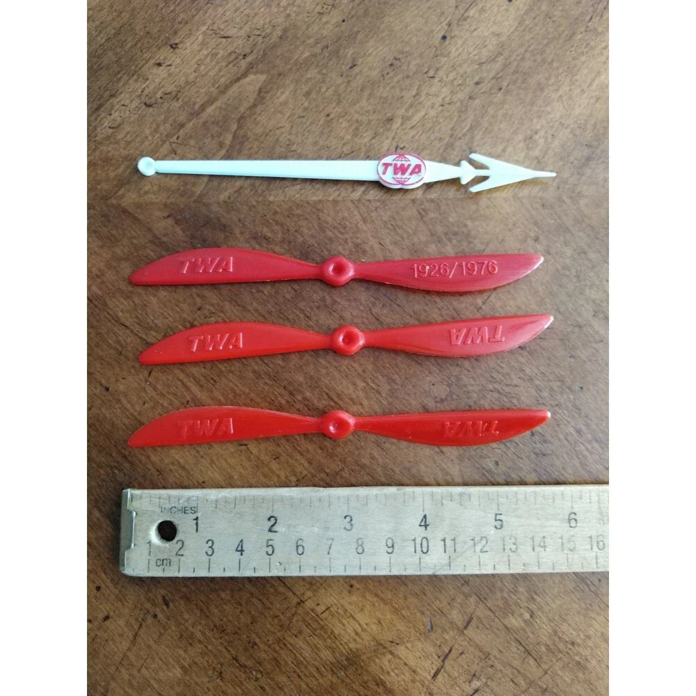 Vintage Lot 11x Swizzle Stick Retro Bar Stirrer TWA Airlines Propeller Italy ++